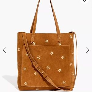 Madewell Medium Transport Tote: Daisy Embroidered Suede Edition